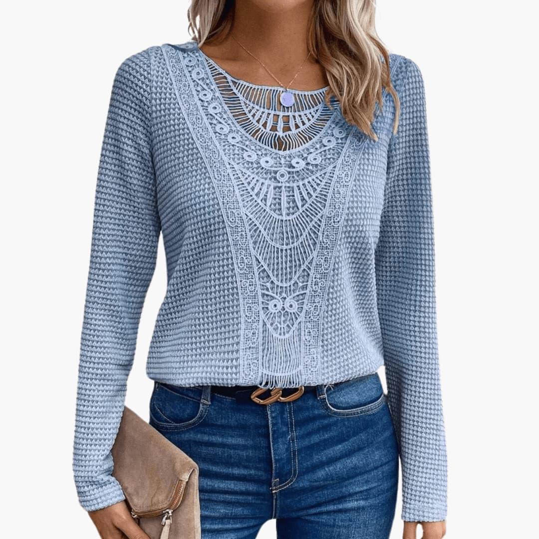 Erin lace crochet long sleeve top - back view
