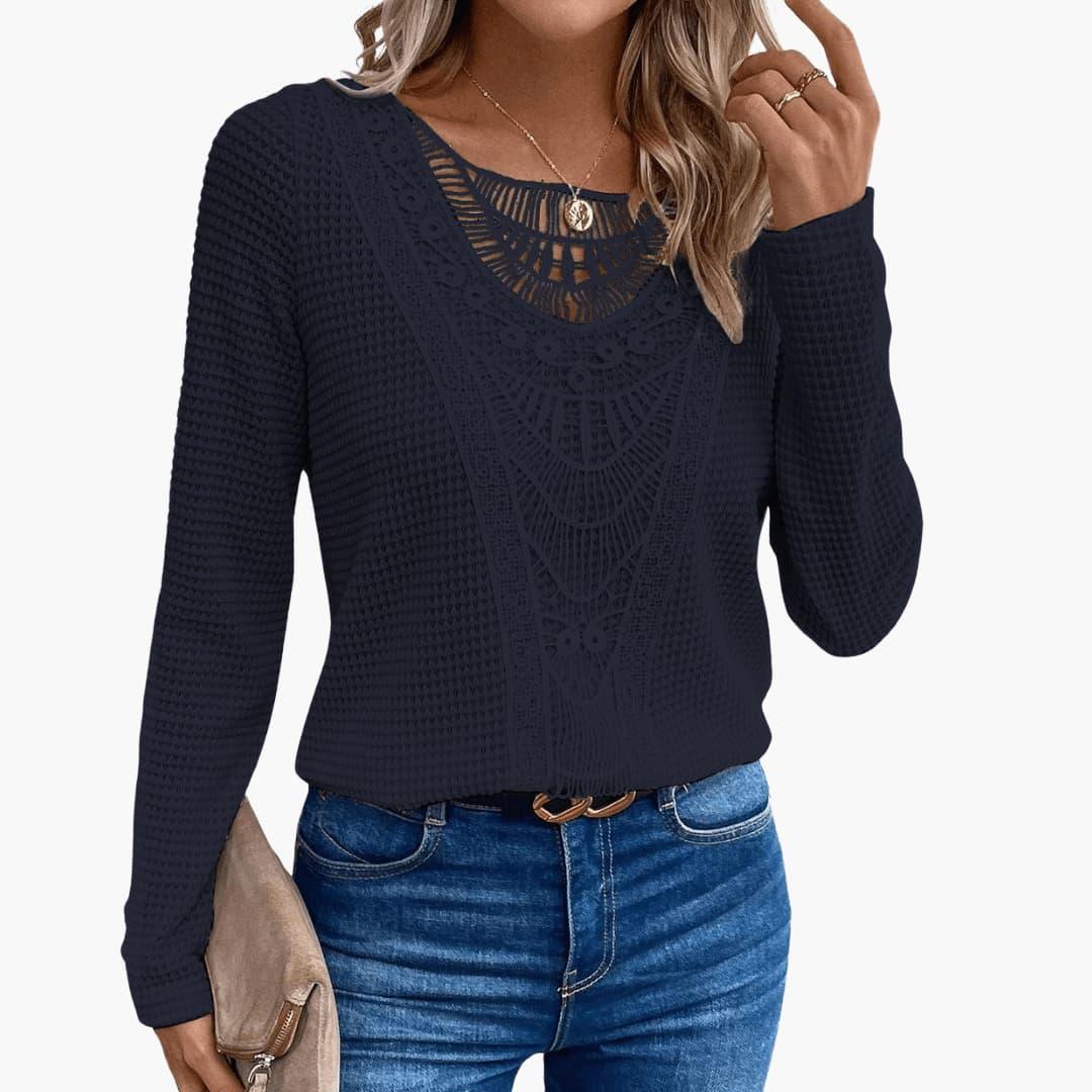 Erin lace crochet long sleeve top - crochet detail