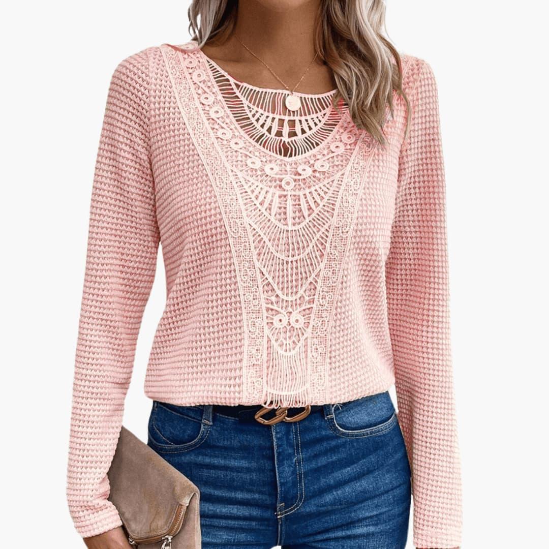 Erin lace crochet long sleeve top - full look