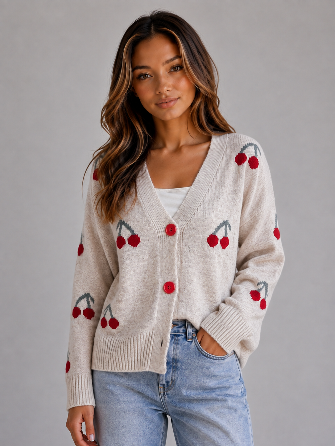 Estelle | Cherry Print Cardigan