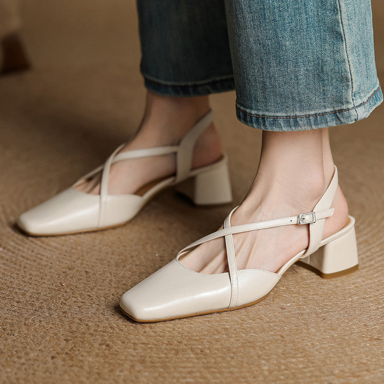 Estrella | Genuine Leather Slingback Heels