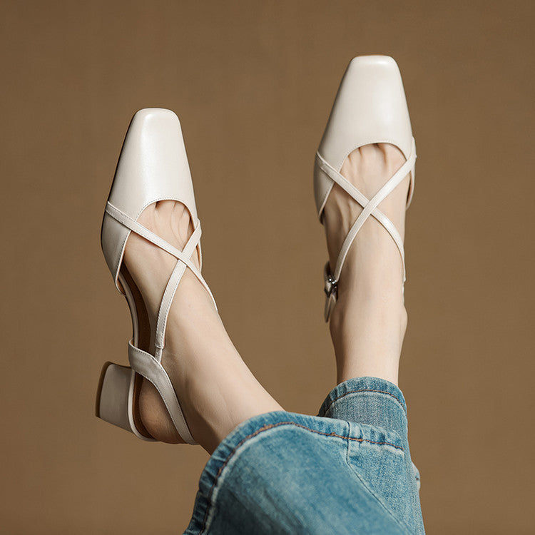 Estrella | Genuine Leather Slingback Heels