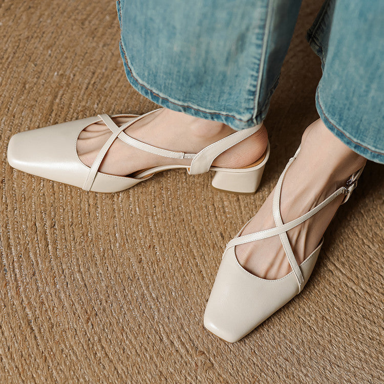 Estrella | Genuine Leather Slingback Heels