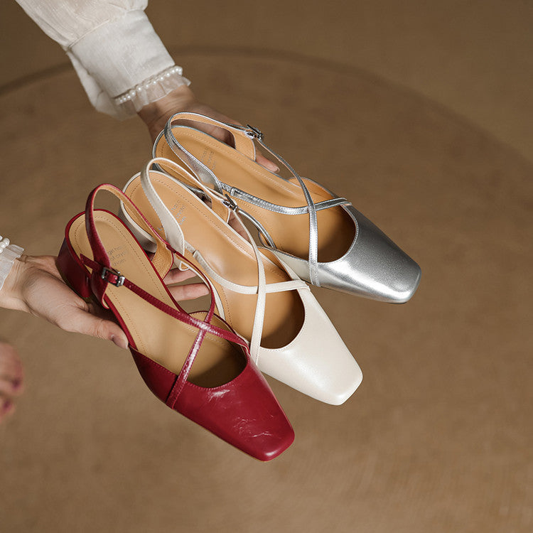 Estrella | Genuine Leather Slingback Heels
