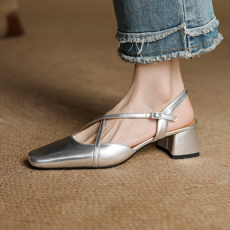Estrella | Genuine Leather Slingback Heels