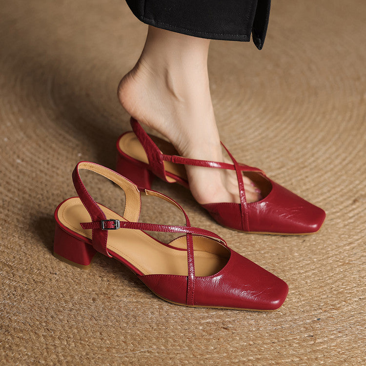 Estrella | Genuine Leather Slingback Heels