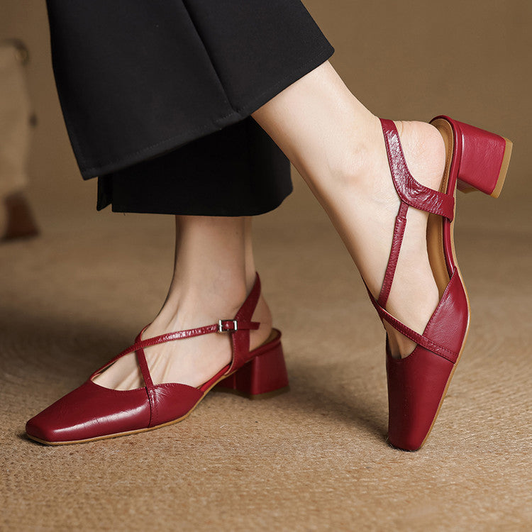 Estrella | Genuine Leather Slingback Heels