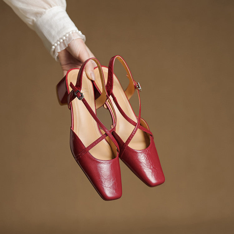 Estrella | Genuine Leather Slingback Heels