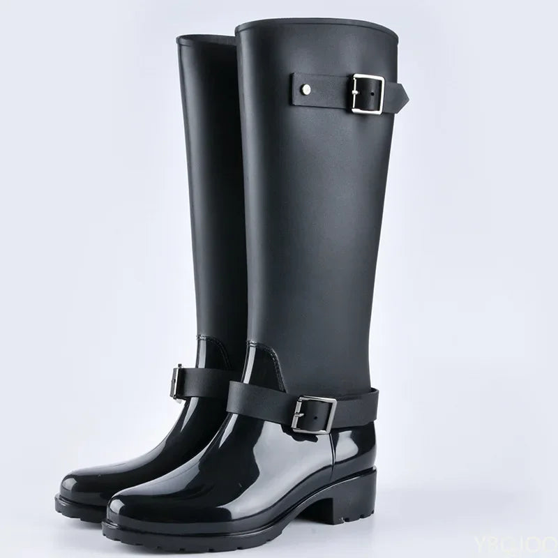 Eulalia buckle knee-high rain boots, view 3