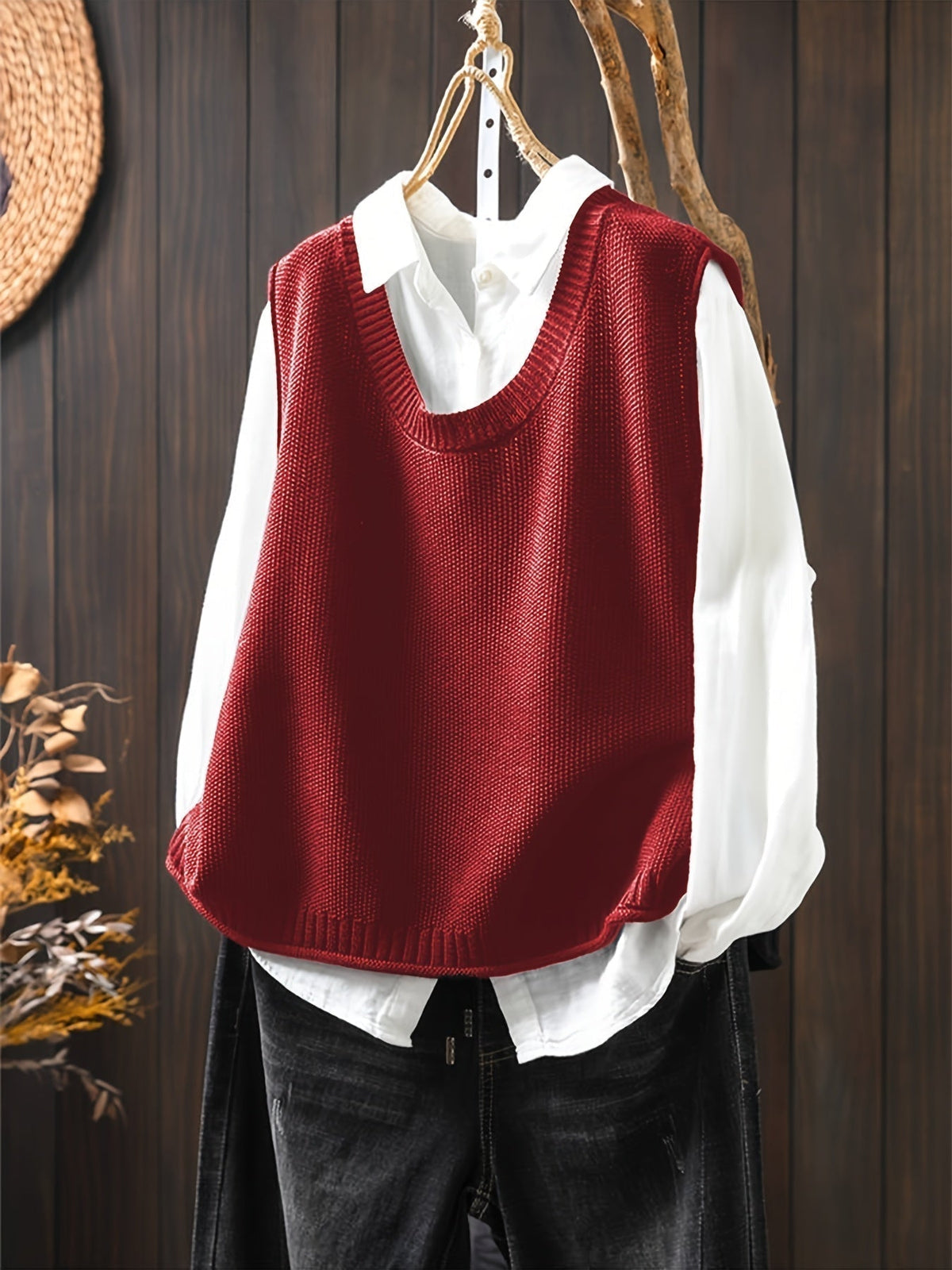 Evangeline relaxed button-front cardigan, red