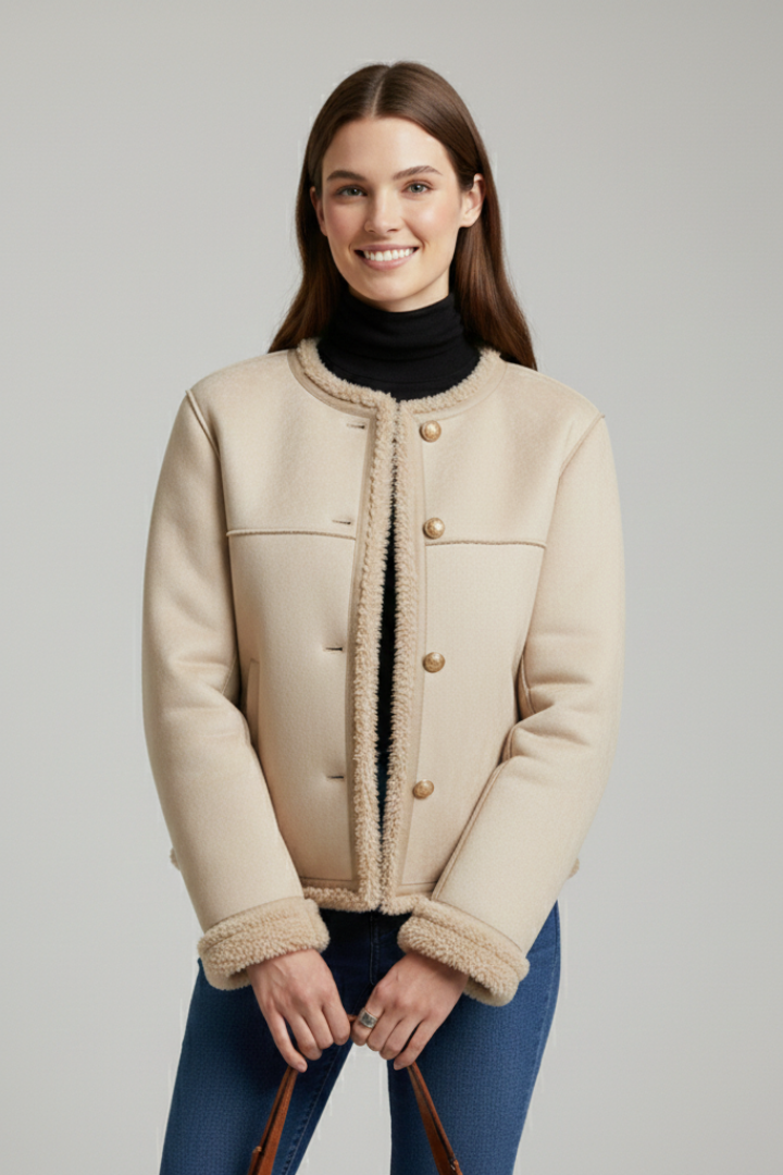 Fabiana jacket with button closure - close up