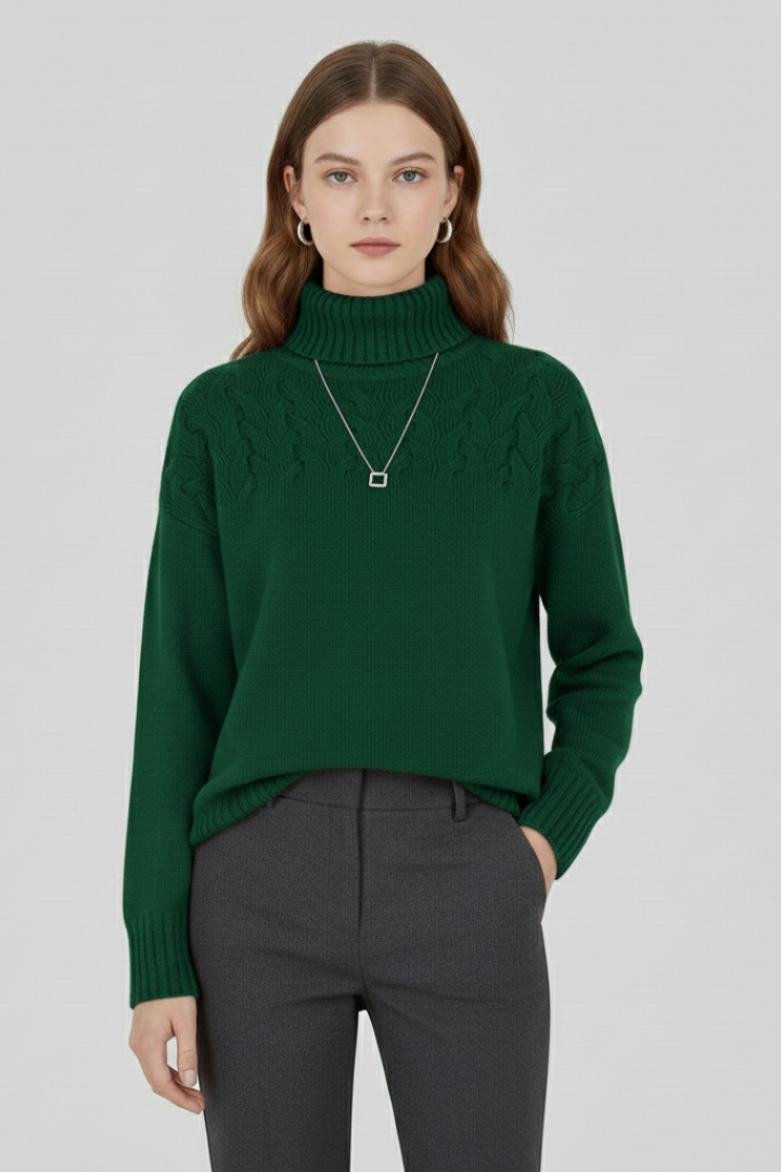 Farrah | Sweater with Turtleneck and Cable Pattern