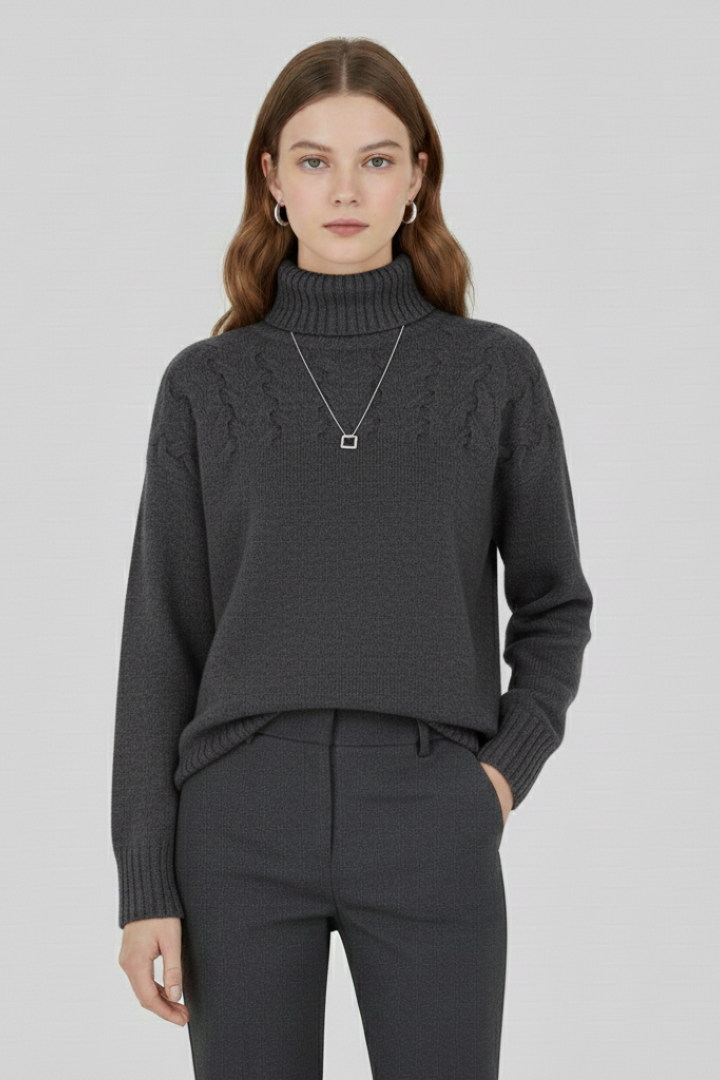 Farrah | Sweater with Turtleneck and Cable Pattern