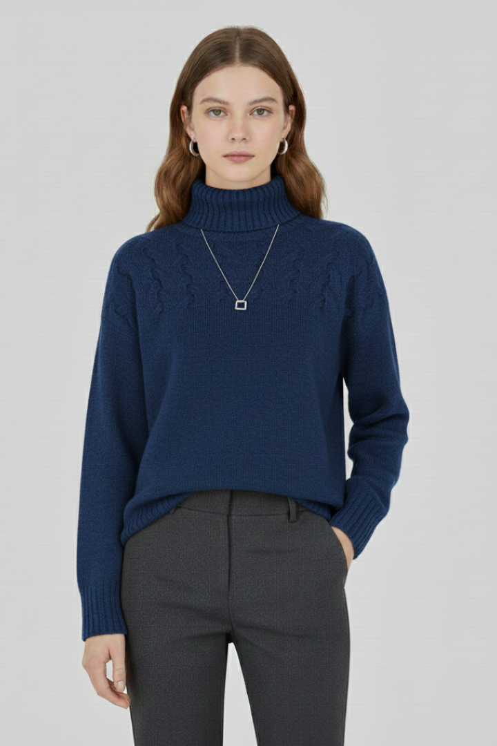 Farrah | Sweater with Turtleneck and Cable Pattern