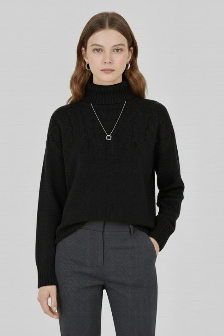 Farrah | Sweater with Turtleneck and Cable Pattern