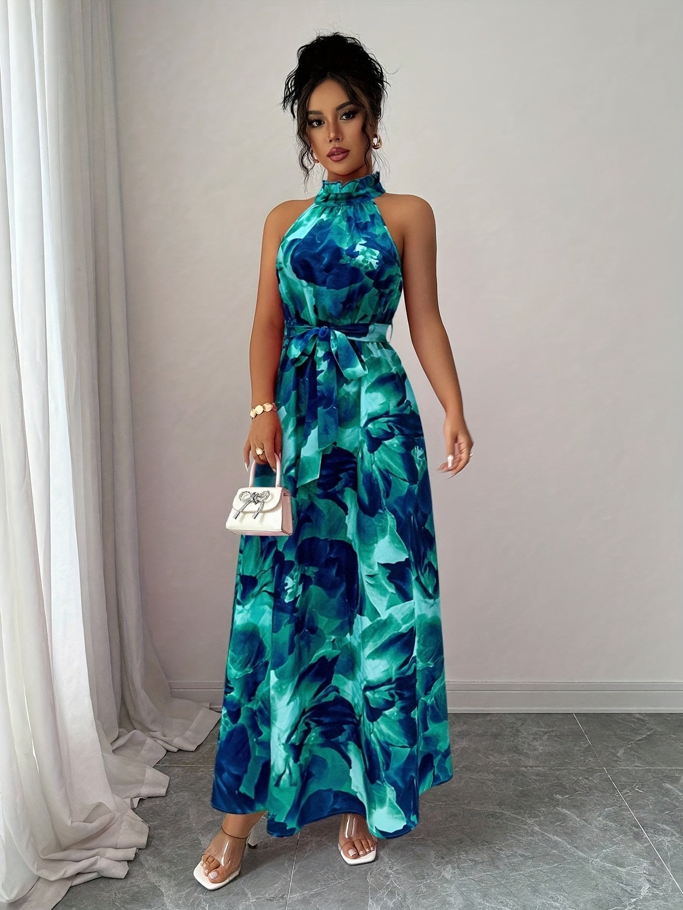 Faustine strapless print party dress - front view
