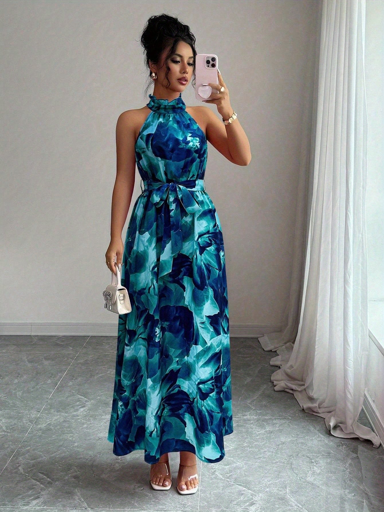 Faustine strapless print party dress - side view