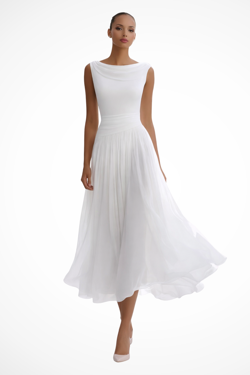 Felicia | Women's Sleeveless Pleated Midi Dress