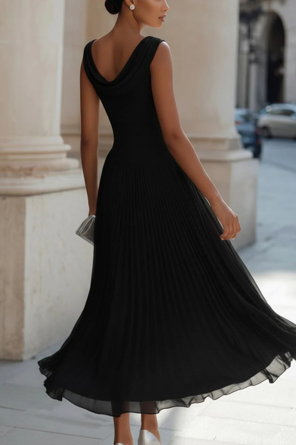 Felicia | Women's Sleeveless Pleated Midi Dress