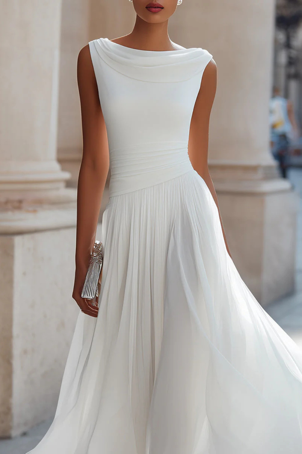 Felicia | Women's Sleeveless Pleated Midi Dress