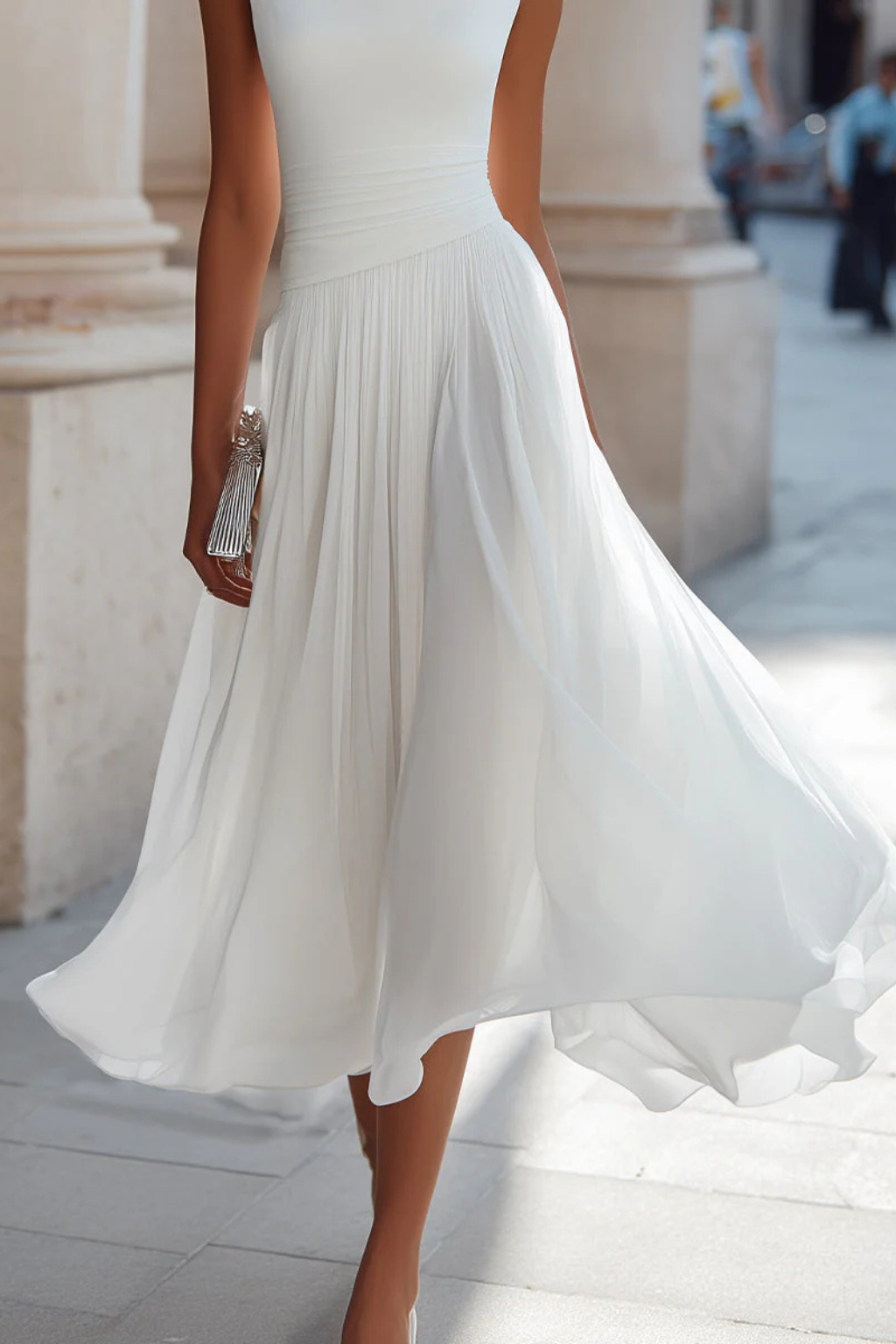 Felicia | Women's Sleeveless Pleated Midi Dress
