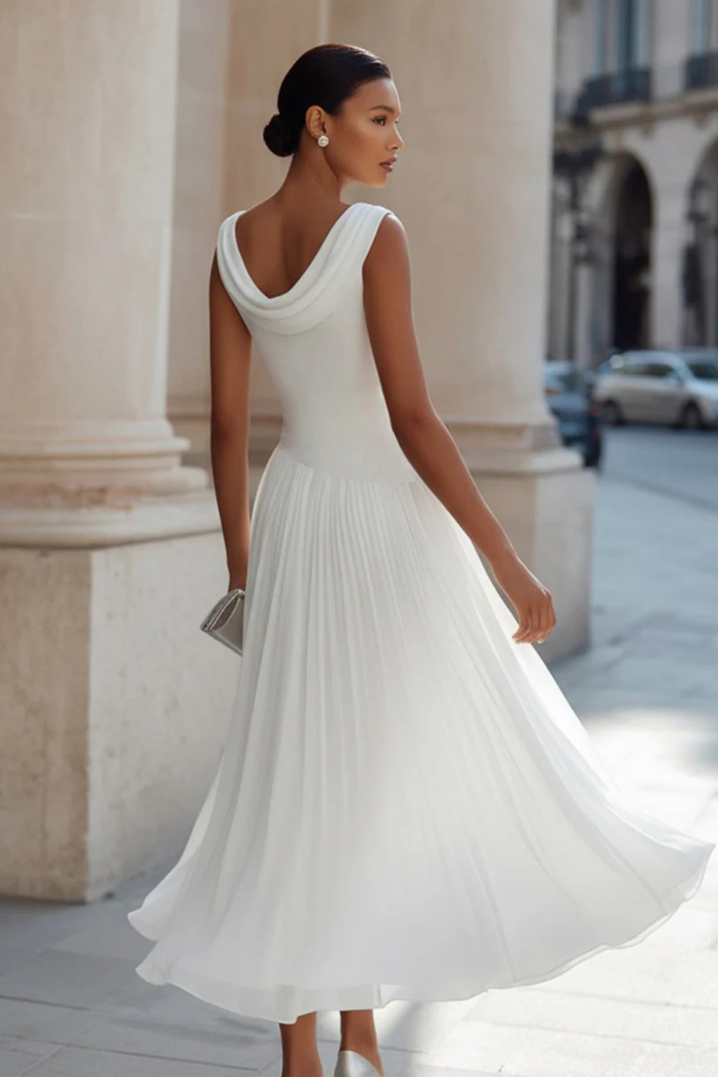 Felicia | Women's Sleeveless Pleated Midi Dress
