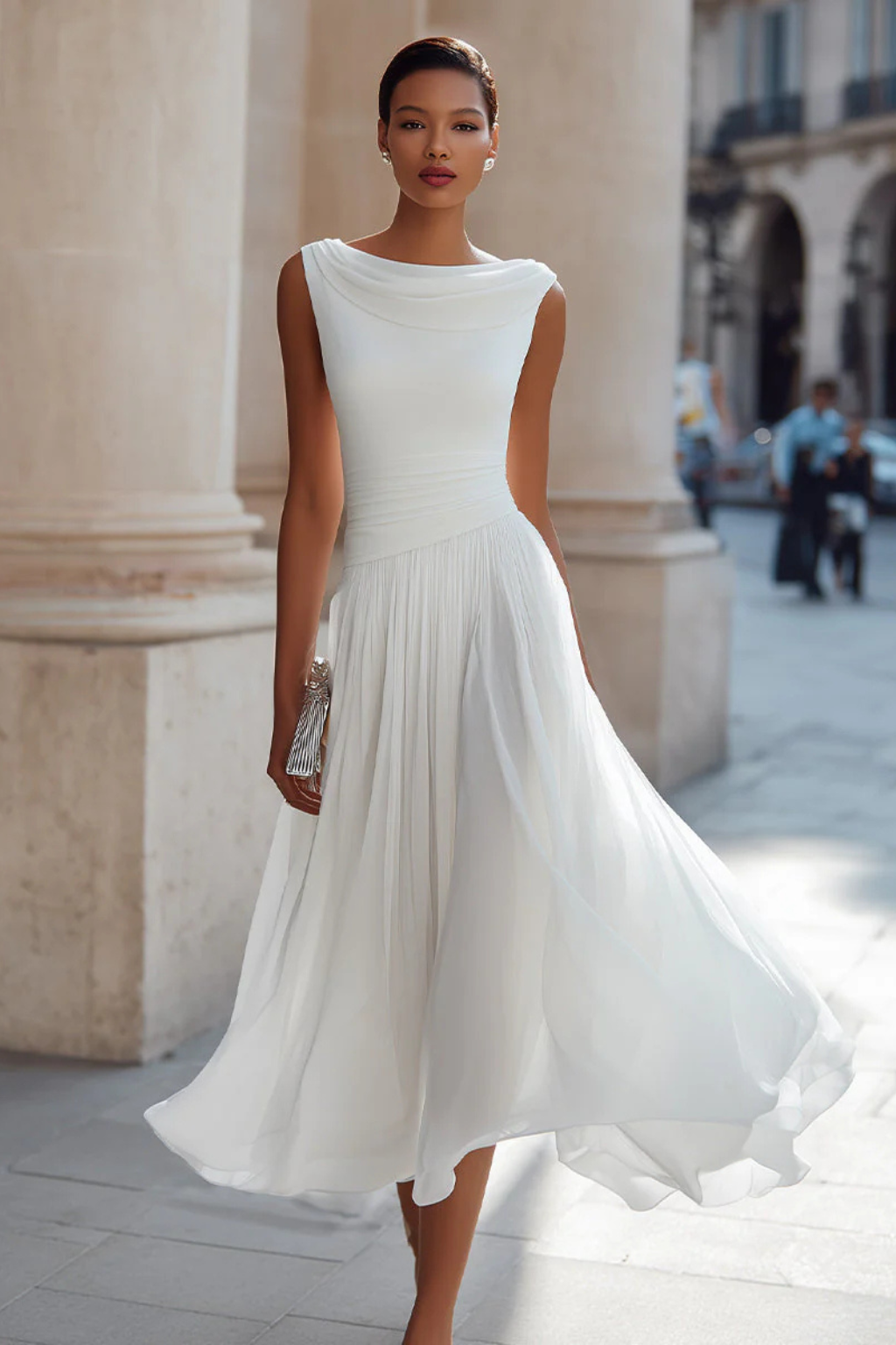 Felicia | Women's Sleeveless Pleated Midi Dress
