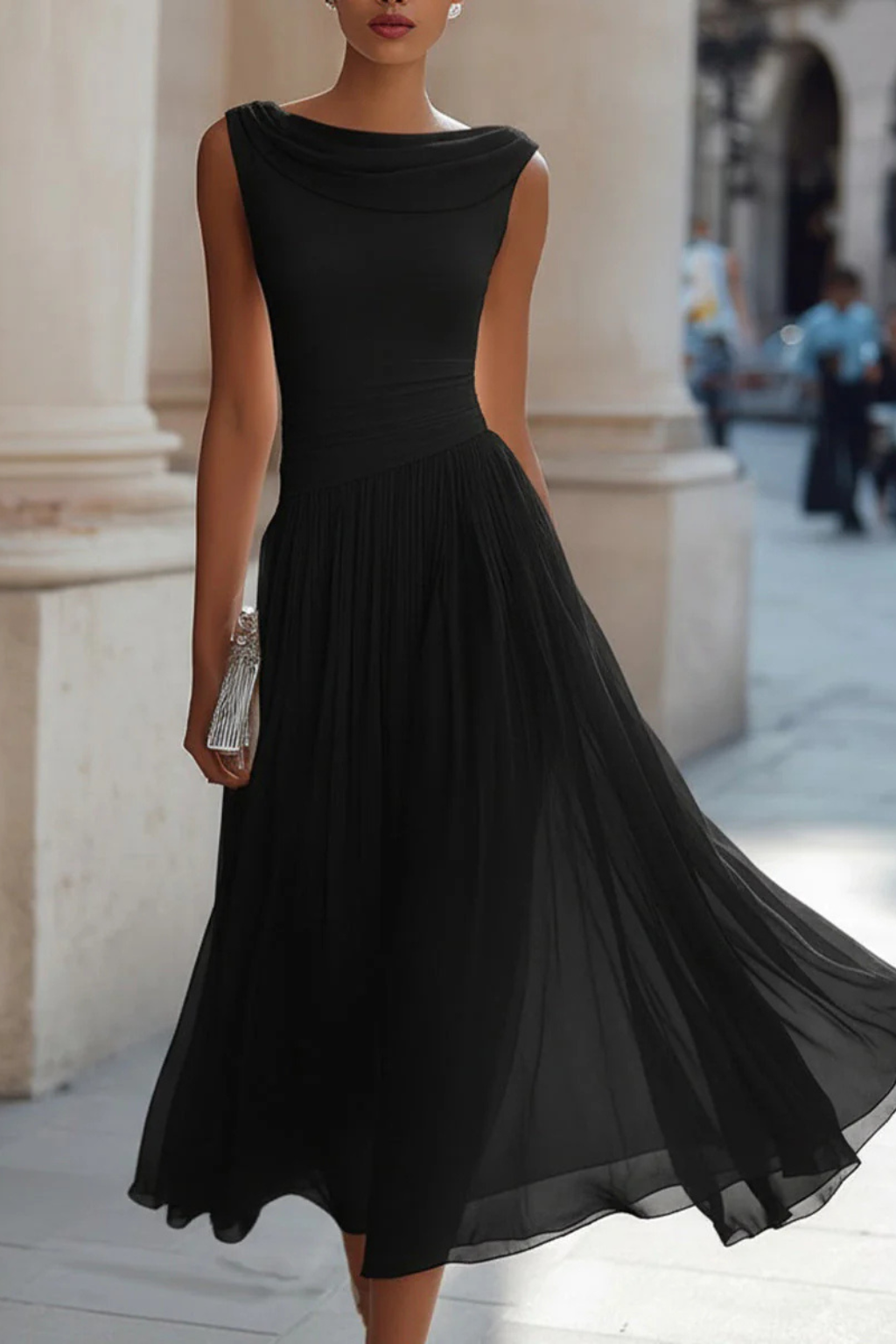 Felicia | Women's Sleeveless Pleated Midi Dress