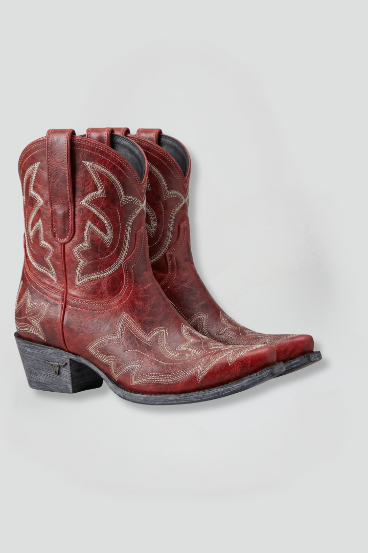 Fiora boots with embroidered detailing - front view