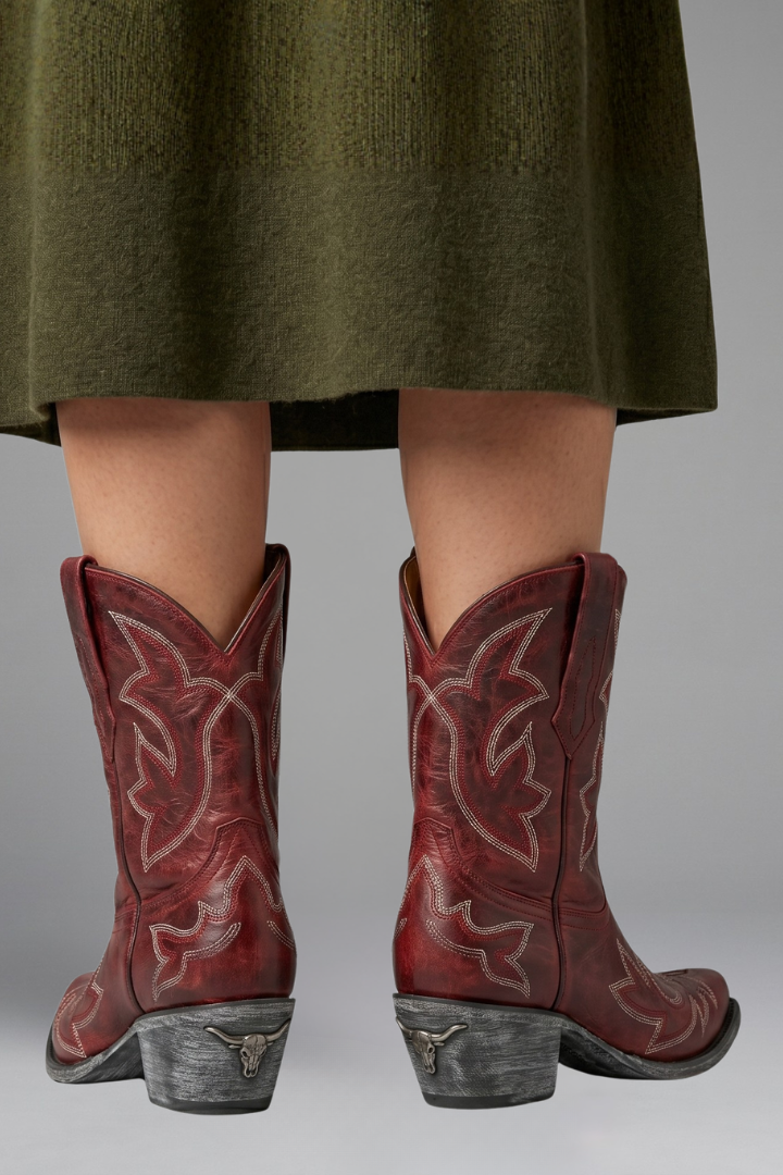 Fiora boots with embroidered detailing - close up