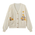 Flora | Floral Embroidered Button Cardigan