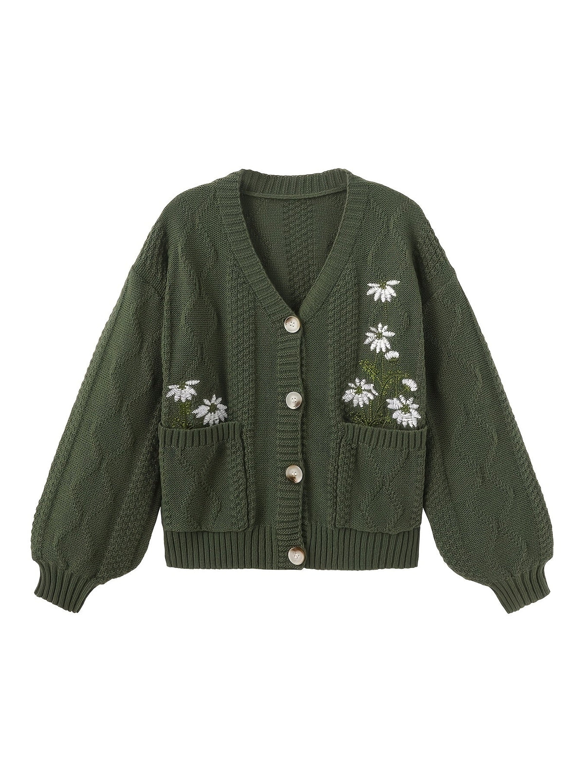 Flora | Floral Embroidered Button Cardigan