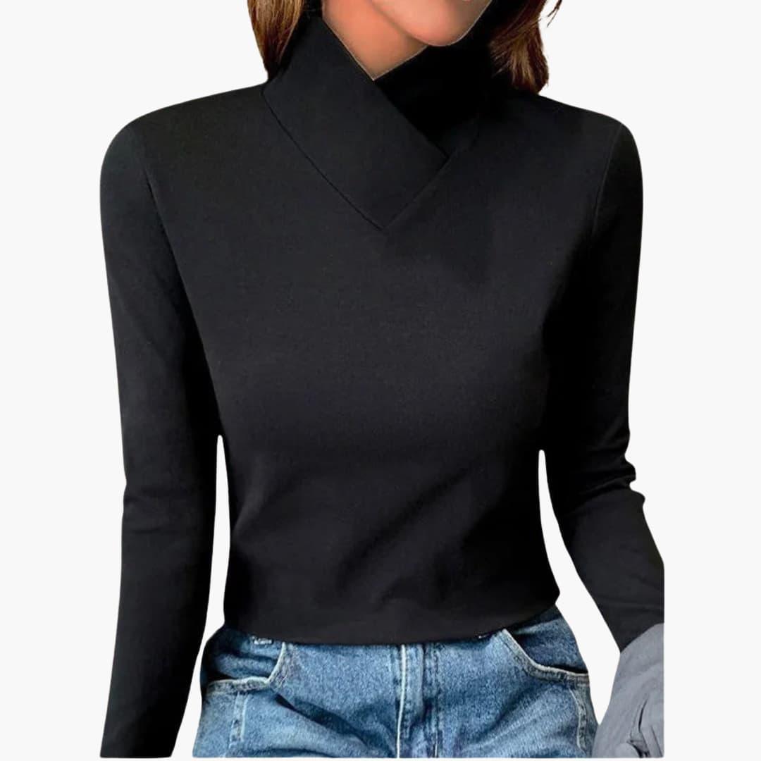 Frances high collar sweater - front view 1