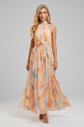 Harper | Watercolor Halter Maxi Dress
