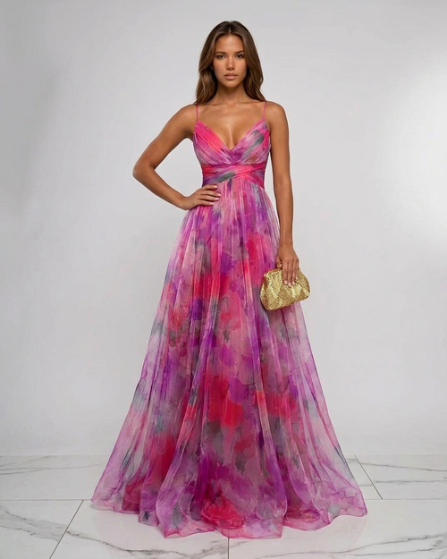 Alison | Pleated Floral Maxi Summer Dress