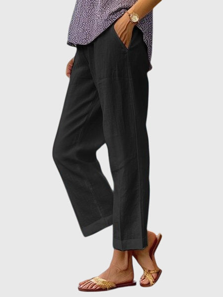 Genevieve wide leg straight cut pants - back view