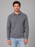 George button polo knit sweater long sleeve - front view 1