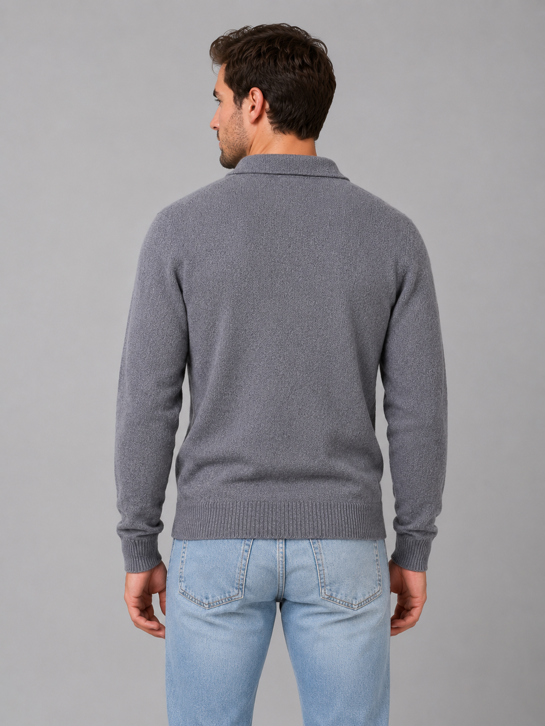 George button polo knit sweater long sleeve - front view 2