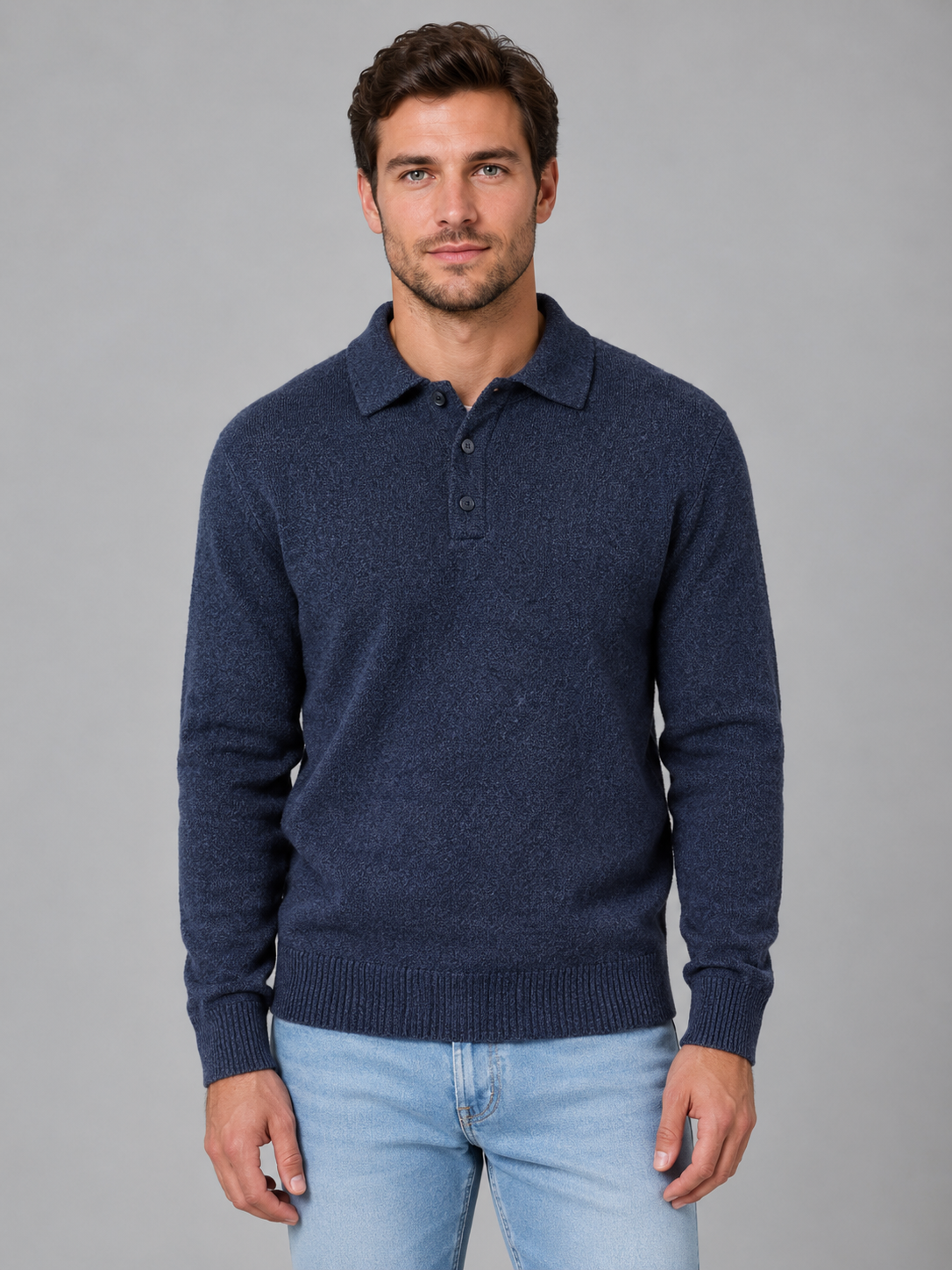 George button polo knit sweater long sleeve - color options 1