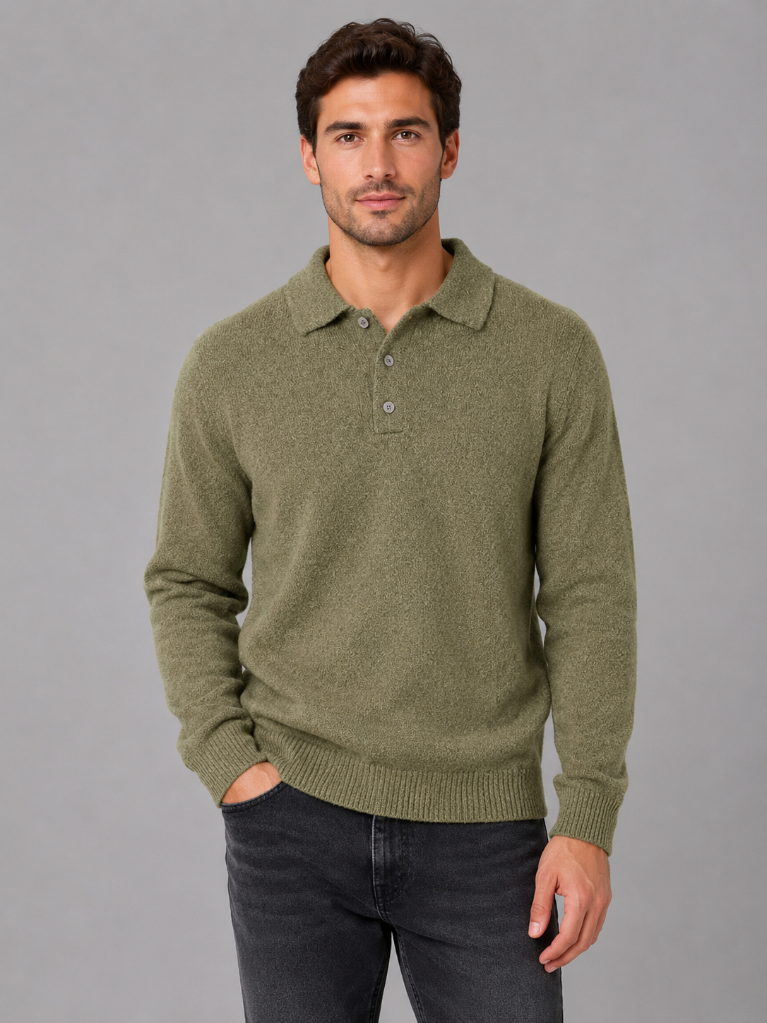 George button polo knit sweater long sleeve - color options 2