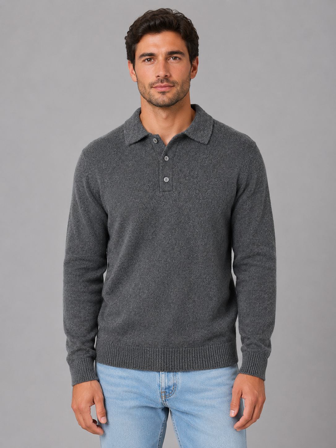 George button polo knit sweater long sleeve - color options 3