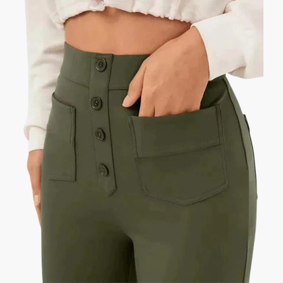 Georgia casual elastic waist trousers - color Green
