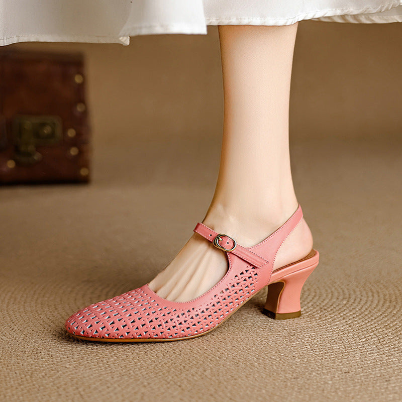 Georgina | Genuine Leather Slingback Low Heels