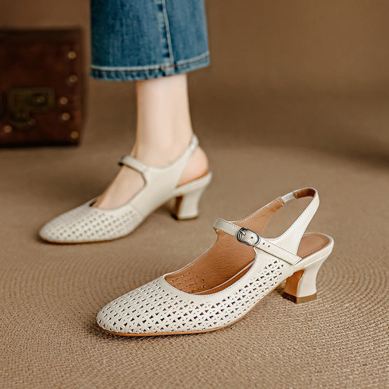 Georgina | Genuine Leather Slingback Low Heels