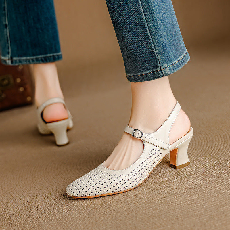 Georgina | Genuine Leather Slingback Low Heels