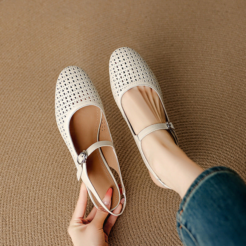 Georgina | Genuine Leather Slingback Low Heels
