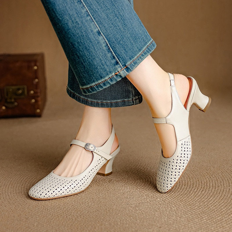 Georgina | Genuine Leather Slingback Low Heels