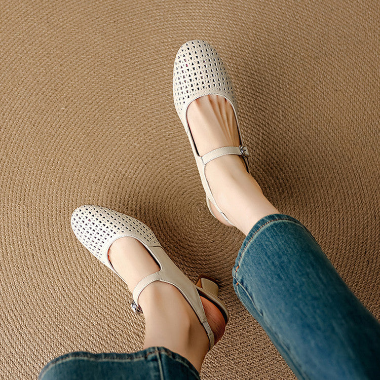 Georgina | Genuine Leather Slingback Low Heels
