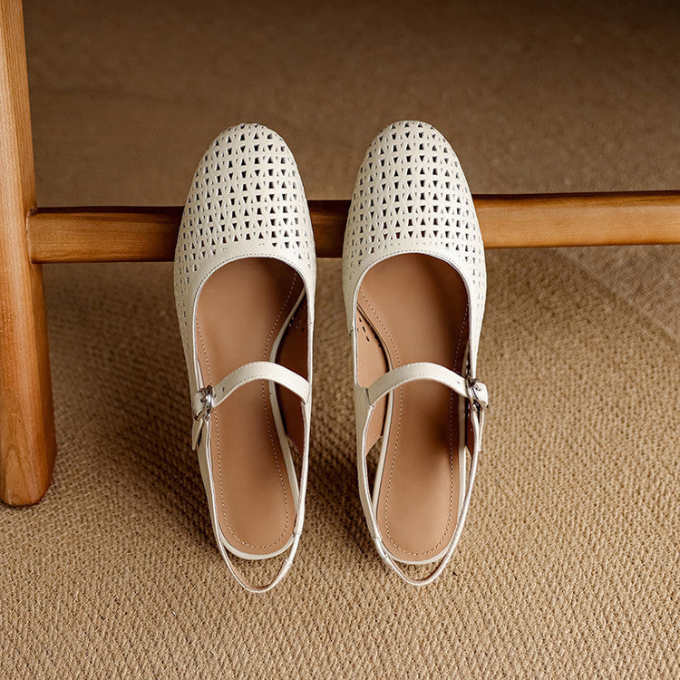 Georgina | Genuine Leather Slingback Low Heels