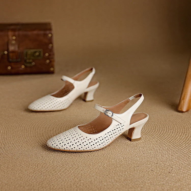 Georgina | Genuine Leather Slingback Low Heels